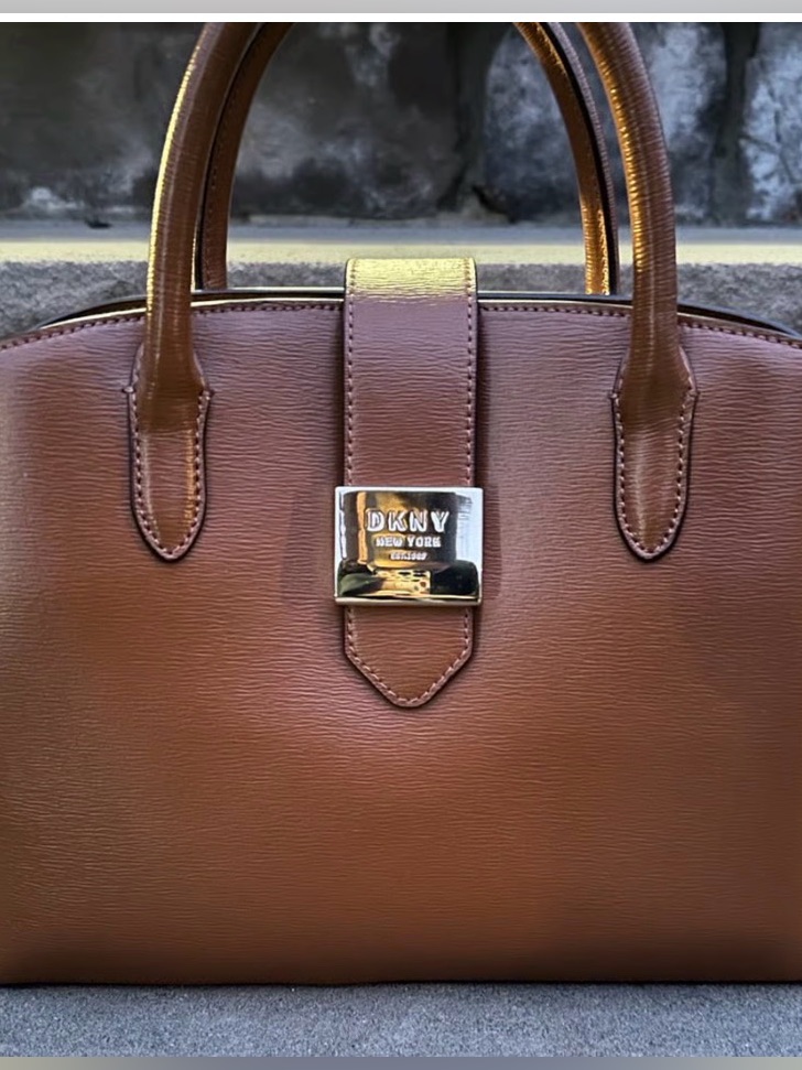 Dkny Tan Saffiano Leather Layla Satchel